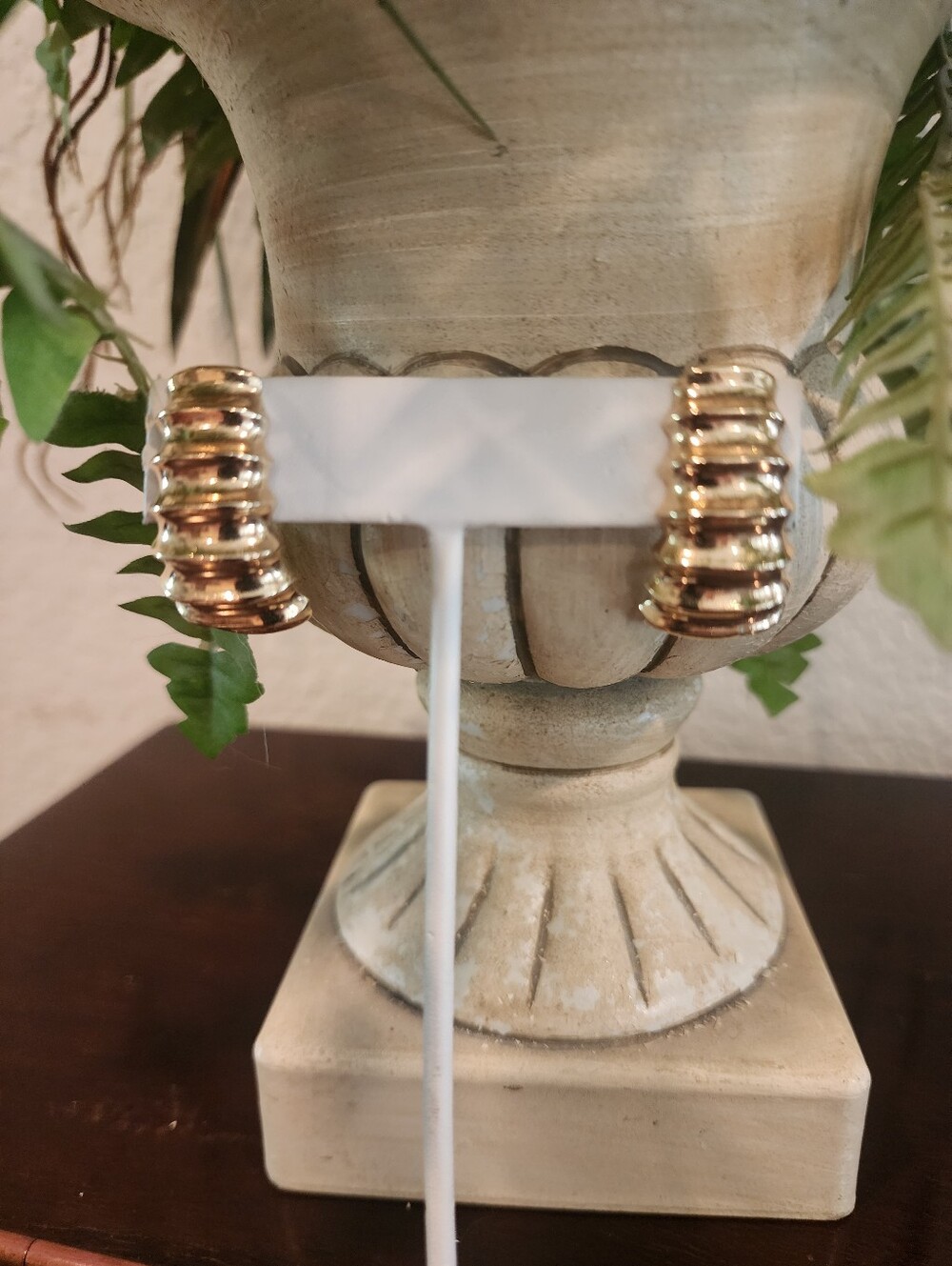 Gold-Tone Ridged Half-Hoop Pierced Earrings